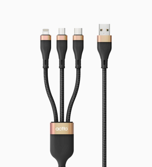 [엑토] Actto USB-44 100W 3in1 멀티 케이블 [초고속 100W 동시충전 케이블 / USB타입]