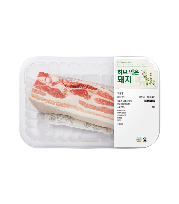 허브 먹은 돼지 통삼겹 500g (냉장, 캐나다산)