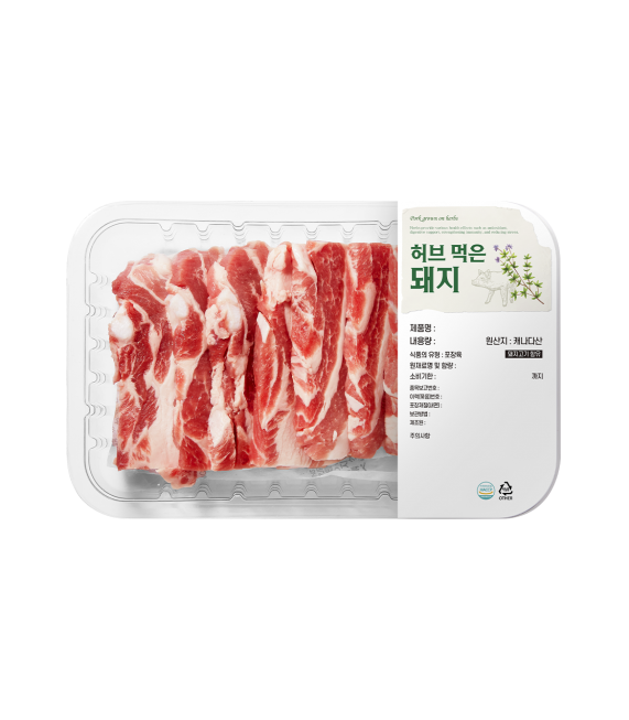 허브 먹은 돼지 삼겹살 구이용 500g (냉장, 캐나다산)