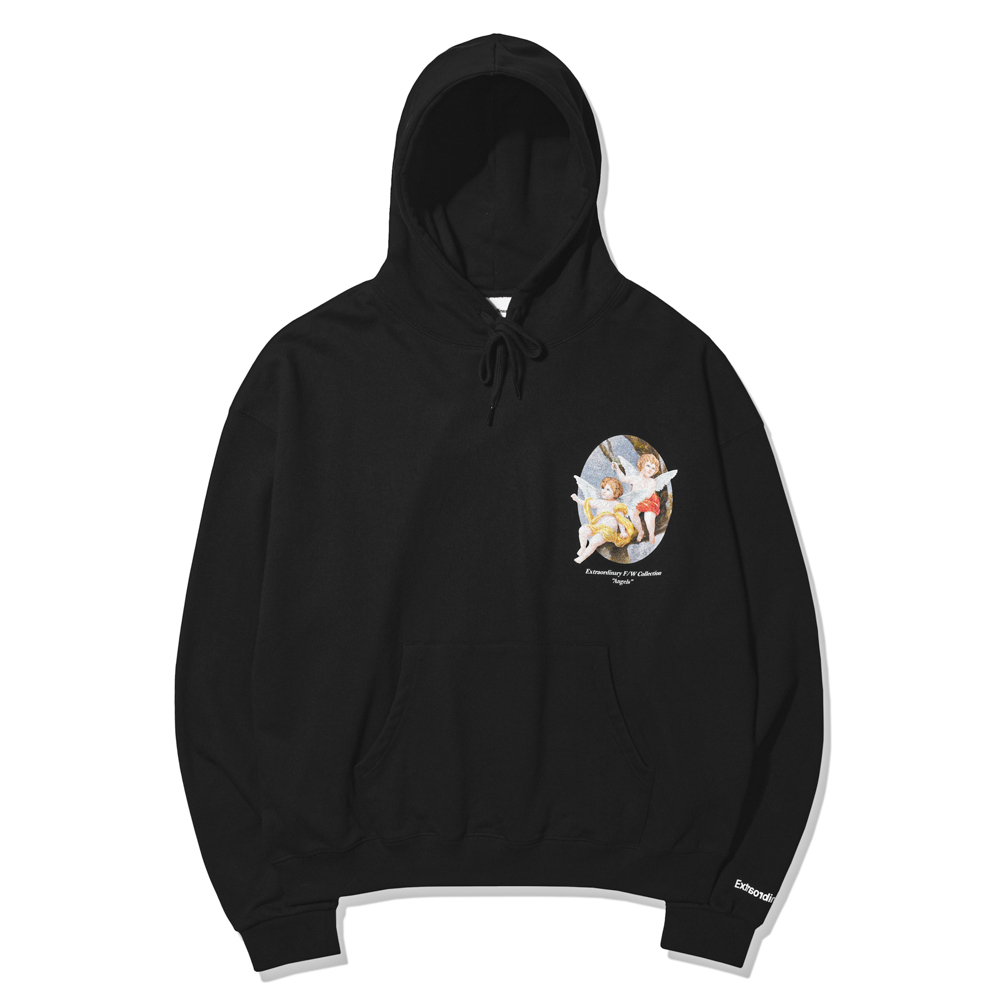 ANGELS OVER FIT HOODIE  BLACK