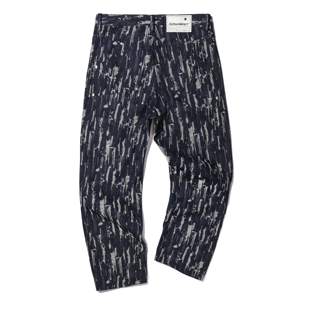 JACQUARD DENIM PANTS  INDIGO