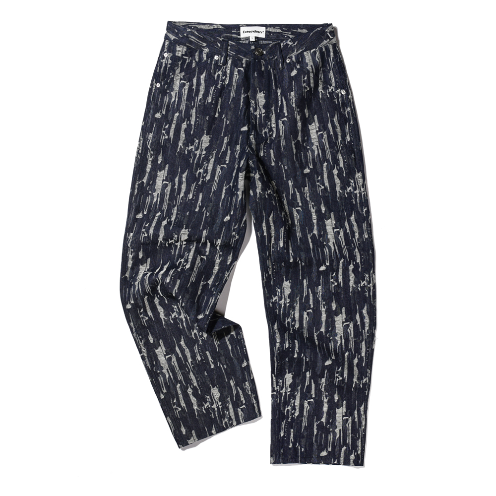 JACQUARD DENIM PANTS  INDIGO