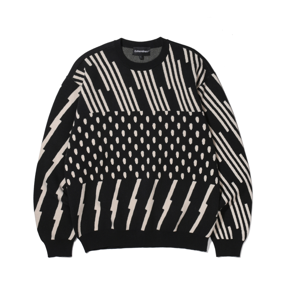 MULTI PATTERN KNIT  BLACK