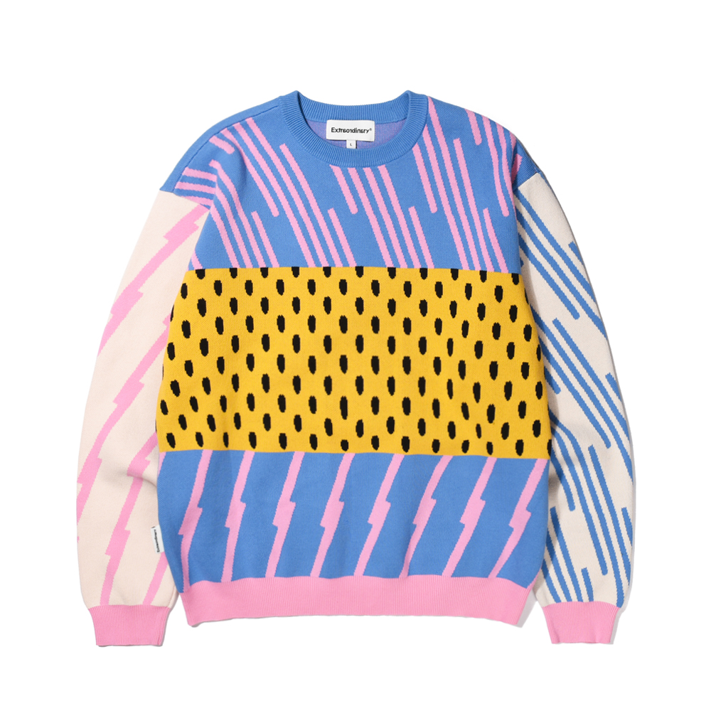 MULTI PATTERN KNIT  PINK