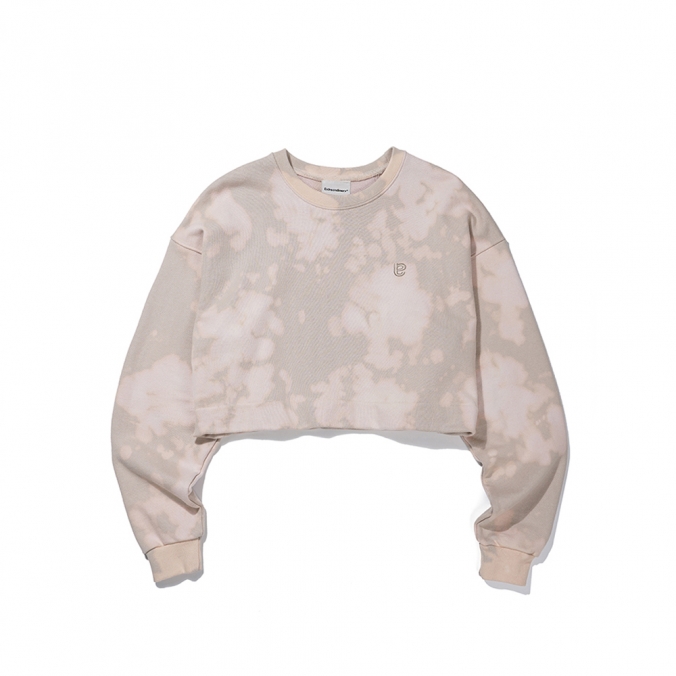 SYMBOL CROP DYING CREWNECK  BEIGE