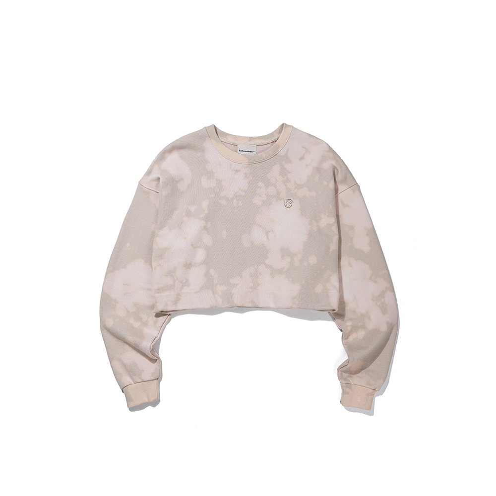 SYMBOL CROP DYING CREWNECK  BEIGE