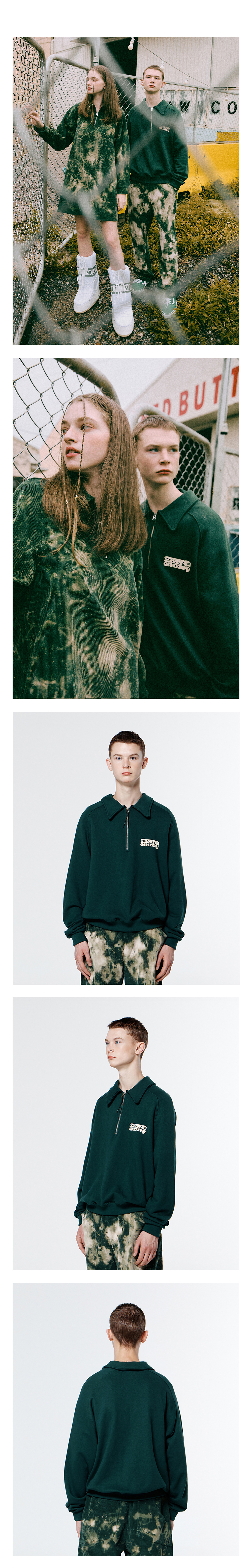 EXOD HALF-ZIP CREWNECK  GREEN