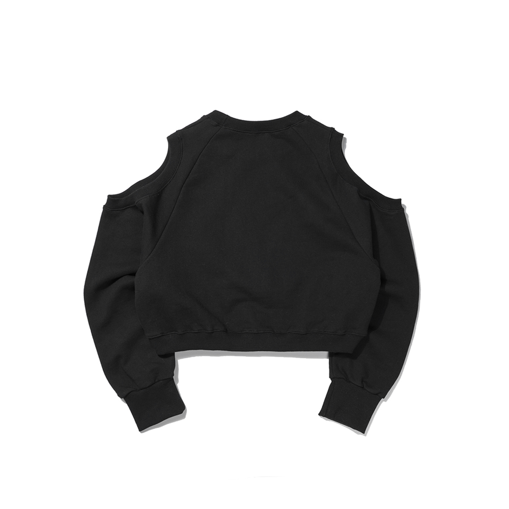 W SYMBOL CROP CREWNECK  BLACK