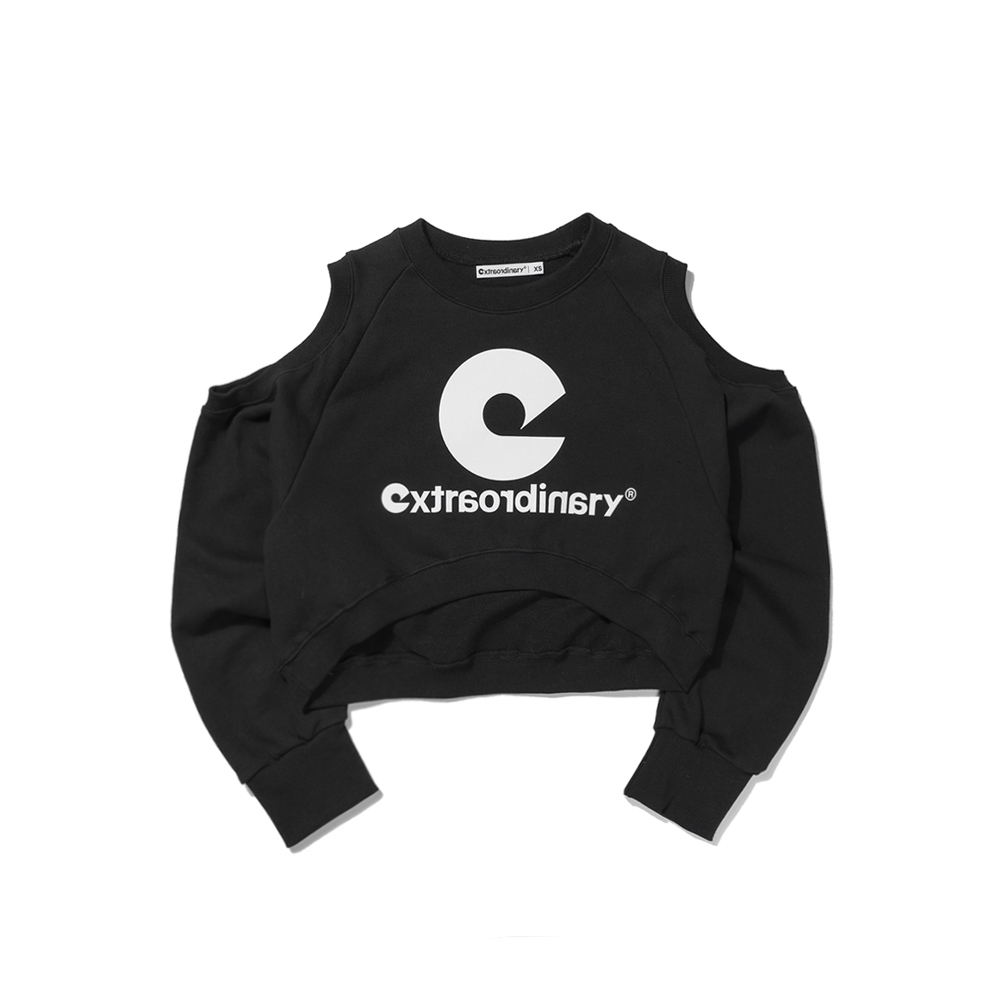 W SYMBOL CROP CREWNECK  BLACK