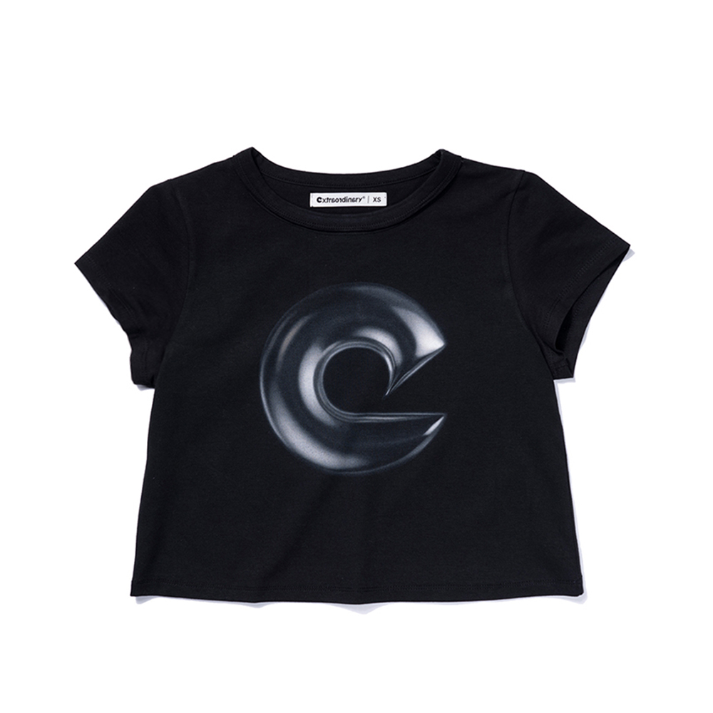 W 3D SYMBOL TEE  BLACK