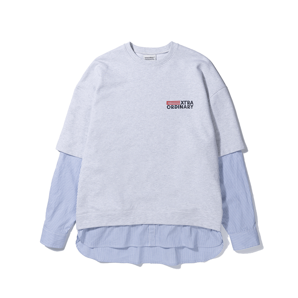 LAYERED SHIRT CREWNECK  GRAY