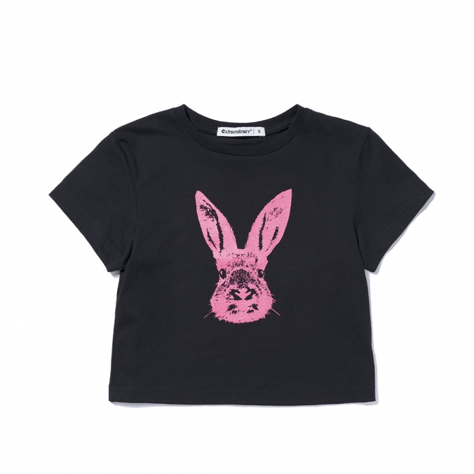 RABBITS CROP TEE  BLACK