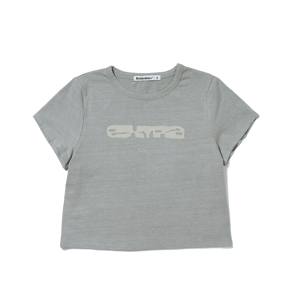 EXOD LOGO CROP TEE  L/KHAKI