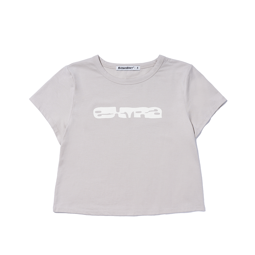 EXOD LOGO CROP TEE  L/BEIGE