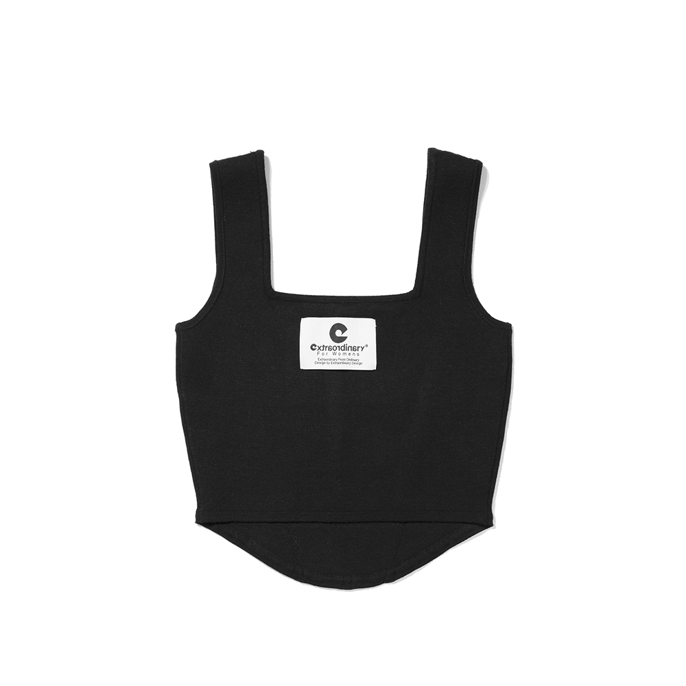 BUSTIER KNIT TANK  BLACK