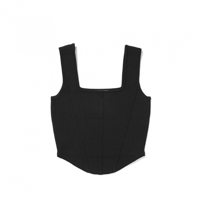 BUSTIER KNIT TANK  BLACK