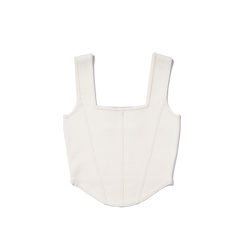 BUSTIER KNIT TANK  IVORY