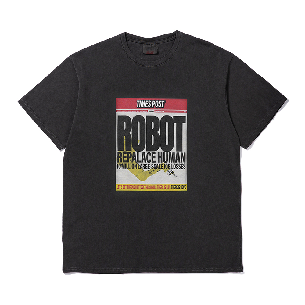 TIME POST PIGMENT SHORT SLEEVE  CHARCOAL