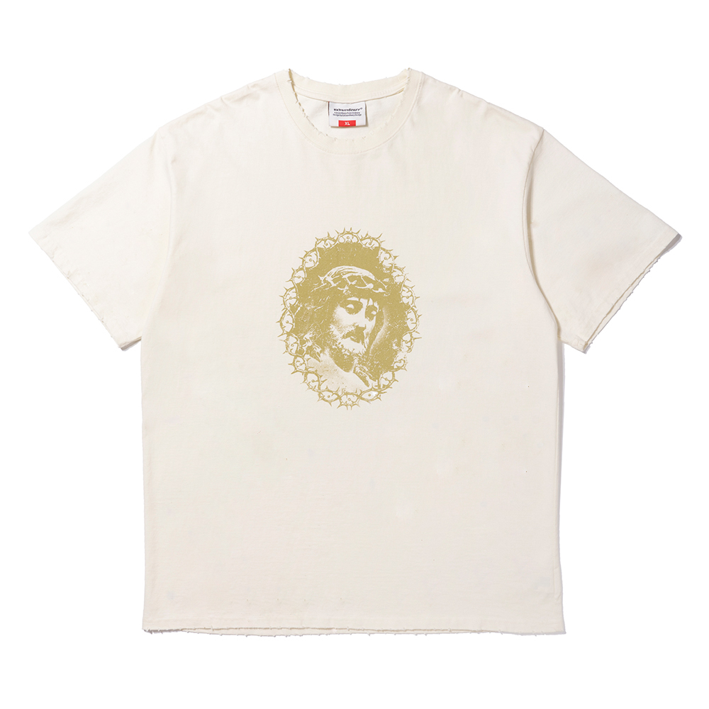 JESUS WASHED TEE  CREAM