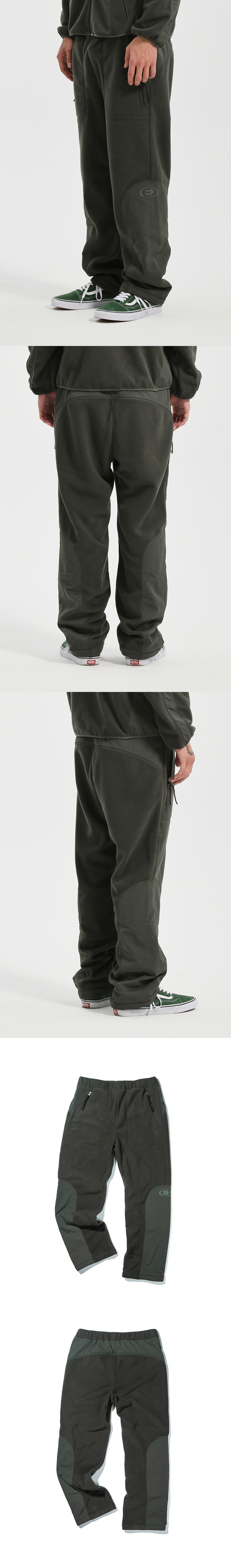 WOVEN PATCHED FLEECE PANTS KHAKI