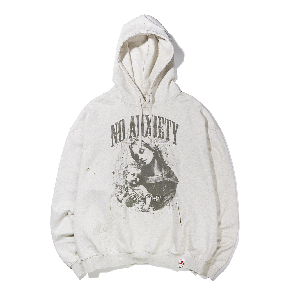 NO ANXIETY WASHED HOODIE  OATMEAL