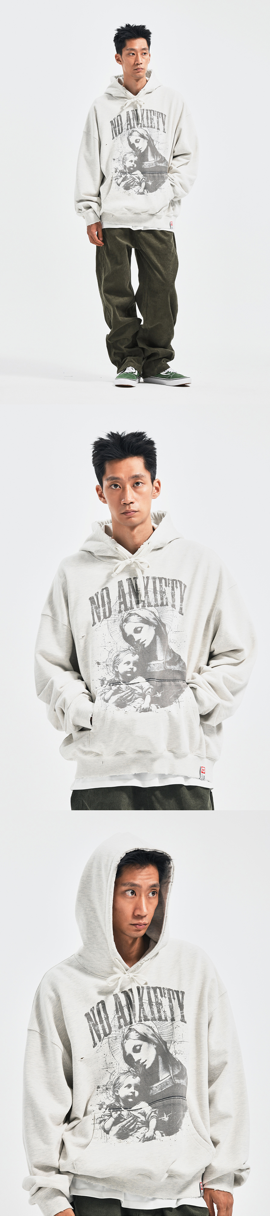 NO ANXIETY WASHED HOODIE  OATMEAL