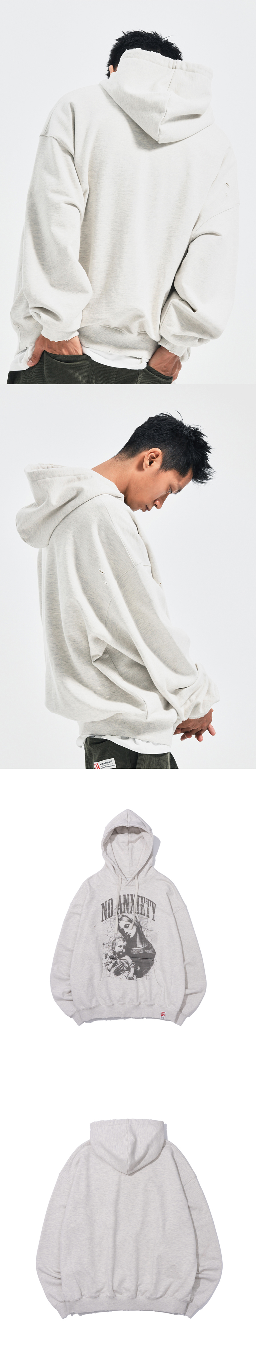 NO ANXIETY WASHED HOODIE  OATMEAL