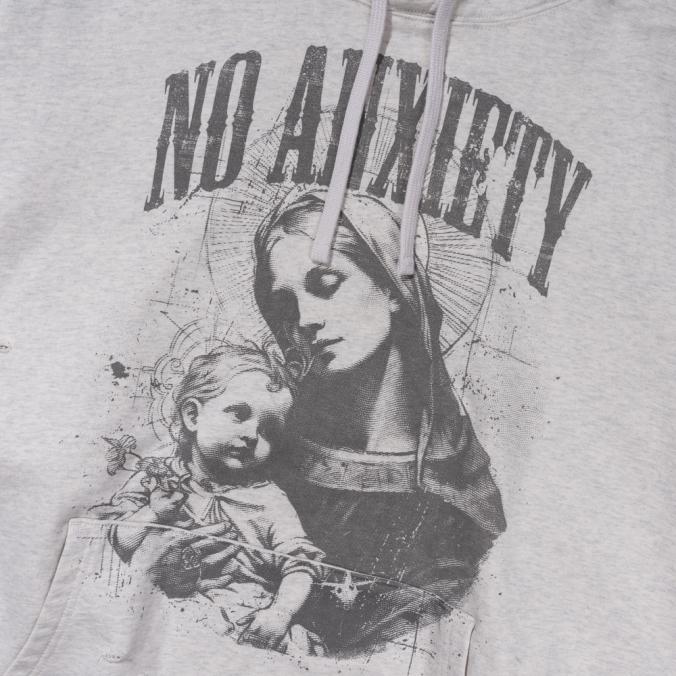NO ANXIETY WASHED HOODIE  OATMEAL
