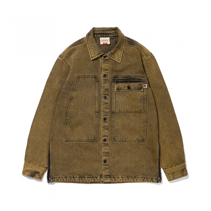 ACID WASHED POCKET SHIRT BEIGE