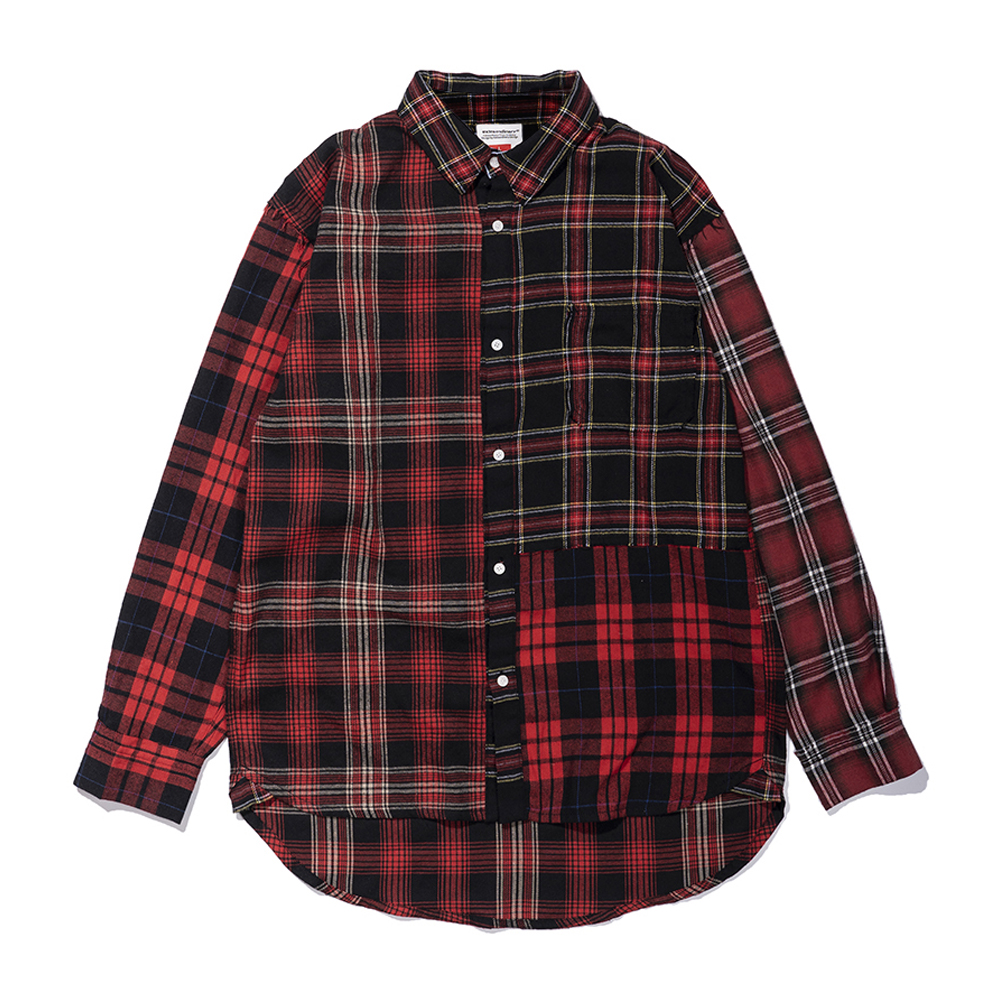 PATCH WORK CHECK SHIRT RED