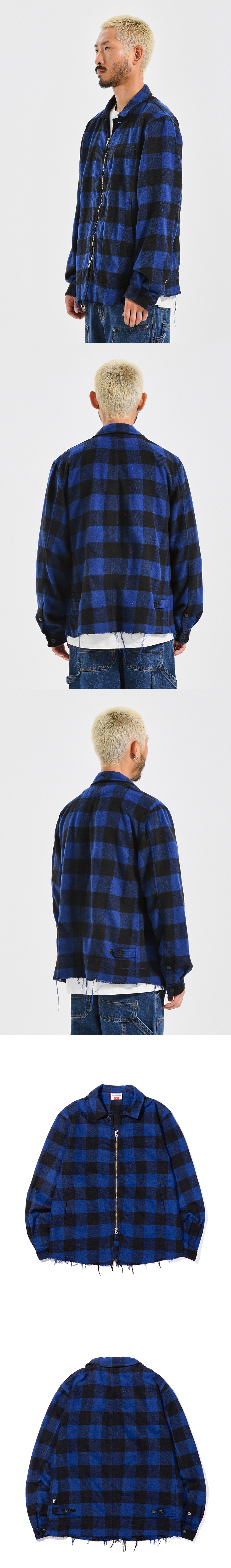 SHIRRING CHECK SHIRT BLUE