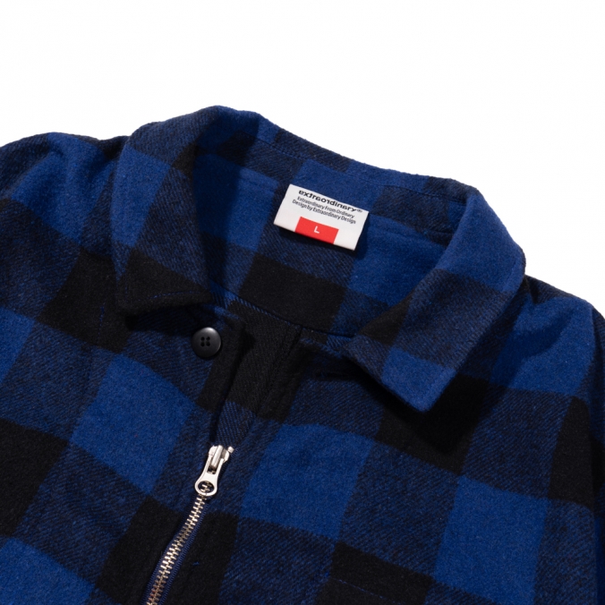 SHIRRING CHECK SHIRT BLUE