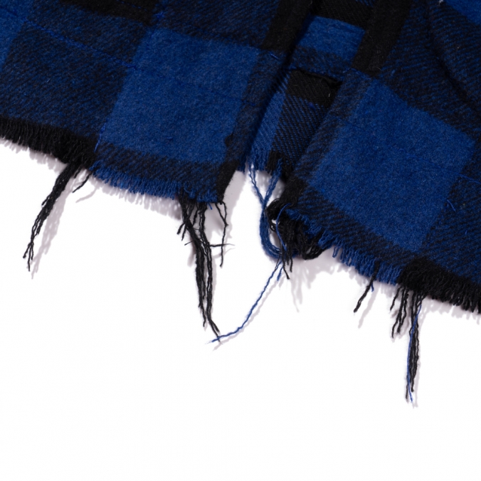 SHIRRING CHECK SHIRT BLUE