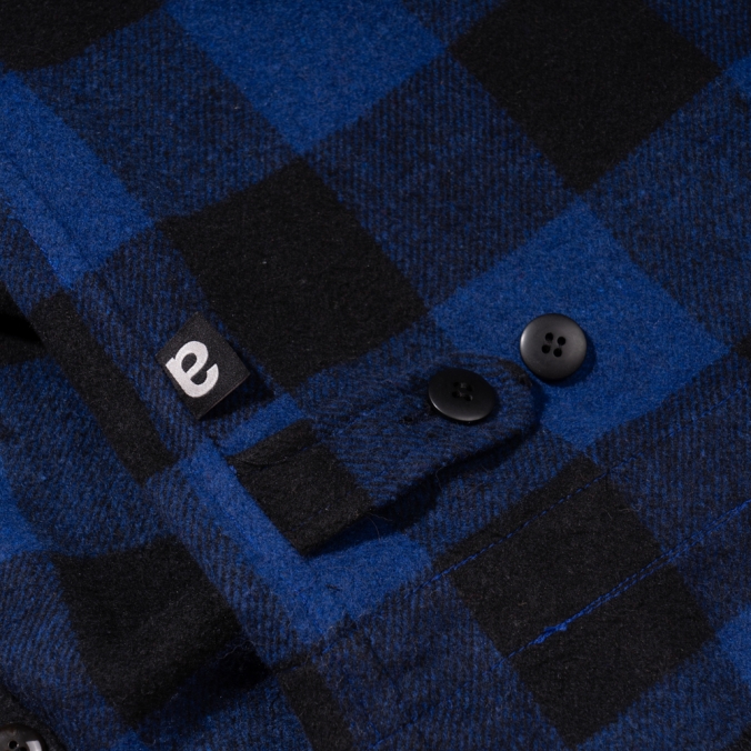 SHIRRING CHECK SHIRT BLUE