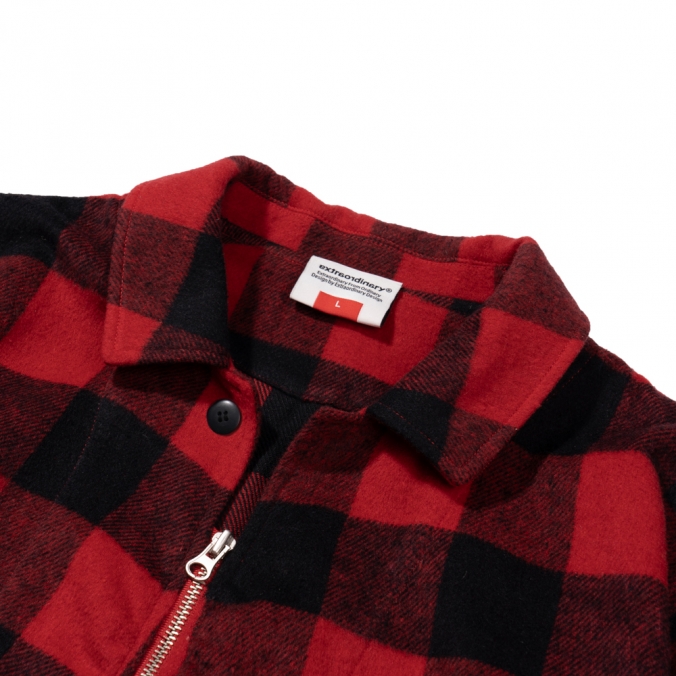 SHIRRING CHECK SHIRT RED