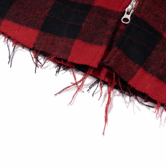 SHIRRING CHECK SHIRT RED