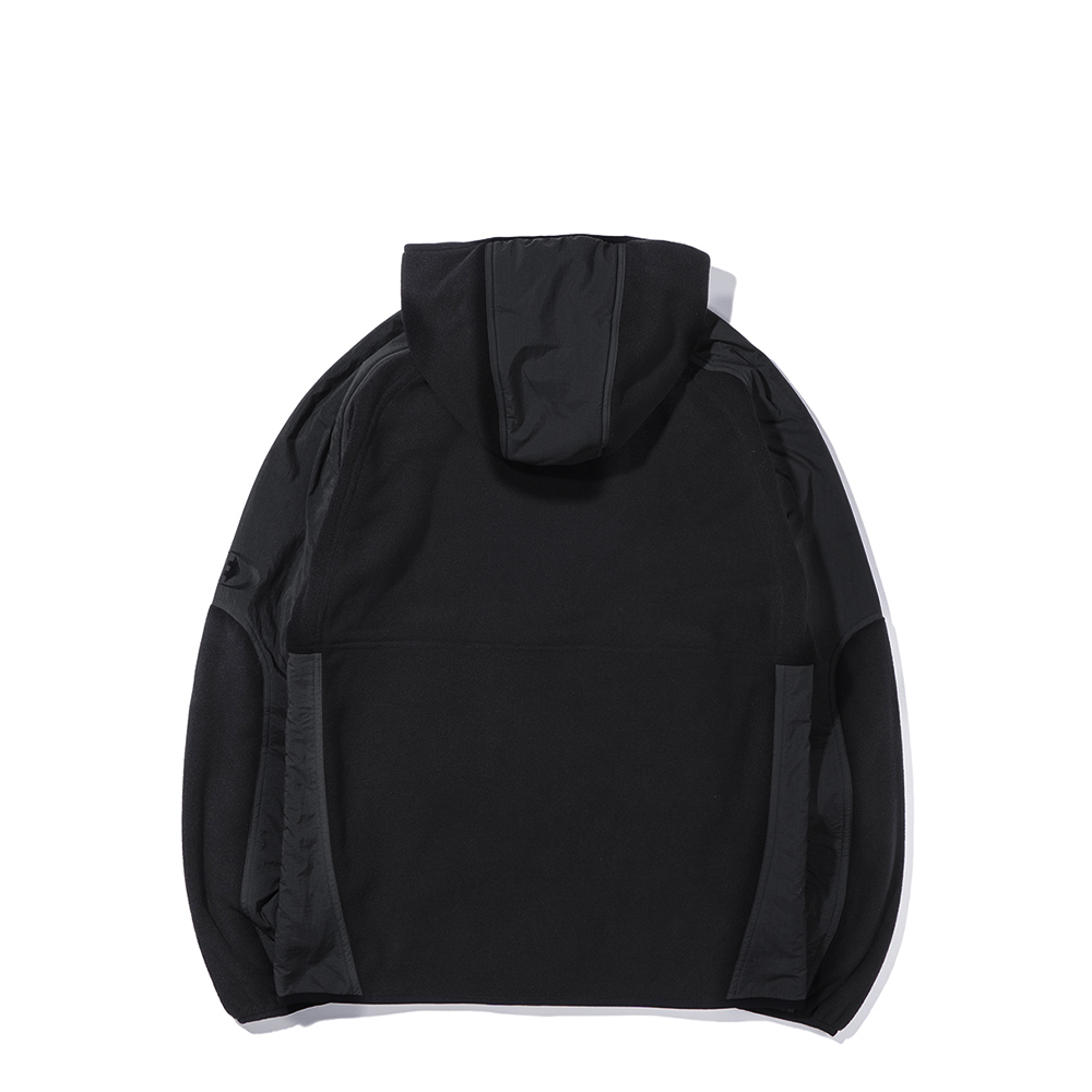 WOVEN PATCHED FLEECE JACKET BLACK