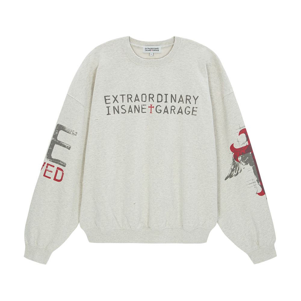 BE SAVED WASHED CREWNECK  OATMEAL