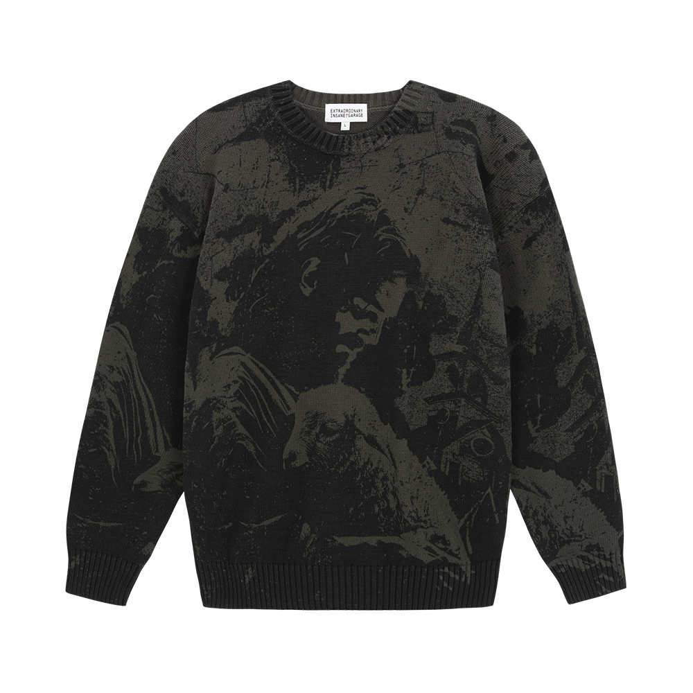 A GOOD SHEPHERD PRINTING SWEATER  KHAKI