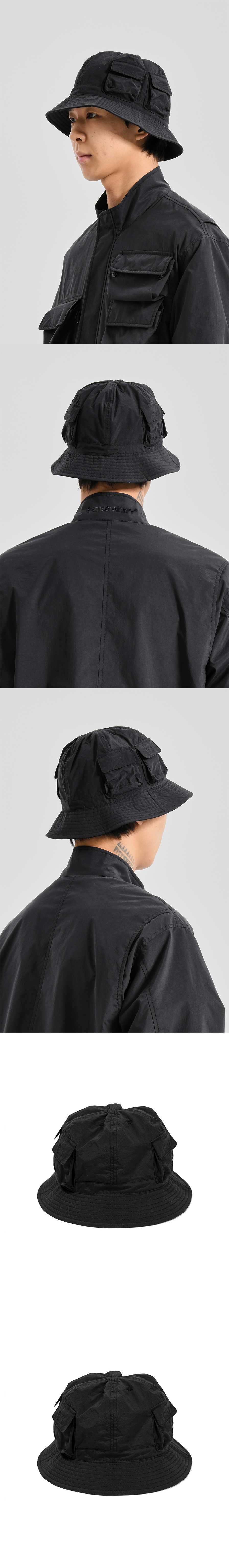 MULTI POCKET BUCKET HAT  BLACK