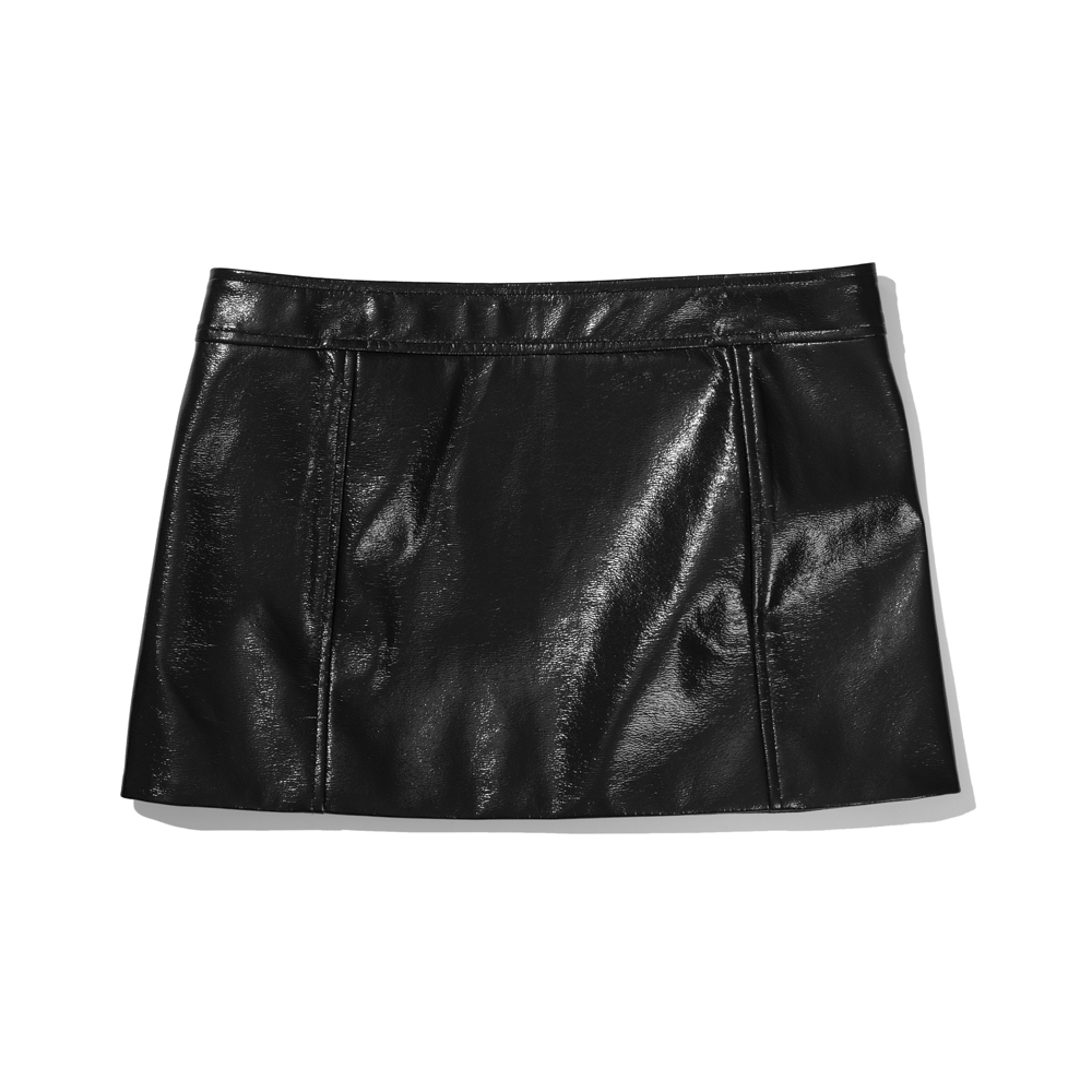 WOMEN ENAMEL SKIRT  BLACK