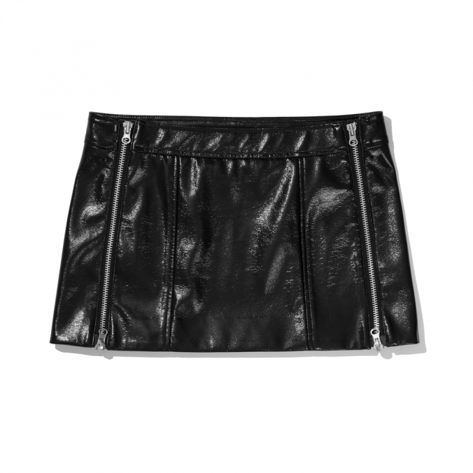 WOMEN ENAMEL SKIRT  BLACK