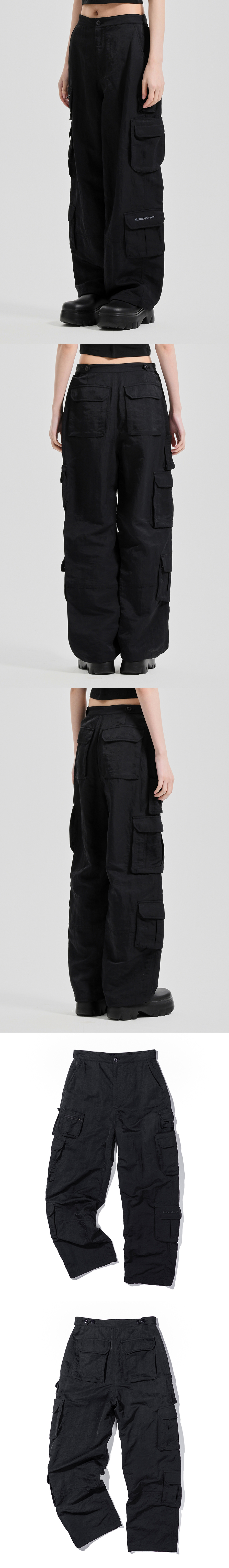 WOMEN MULTI POCKET PANTS  BLACK