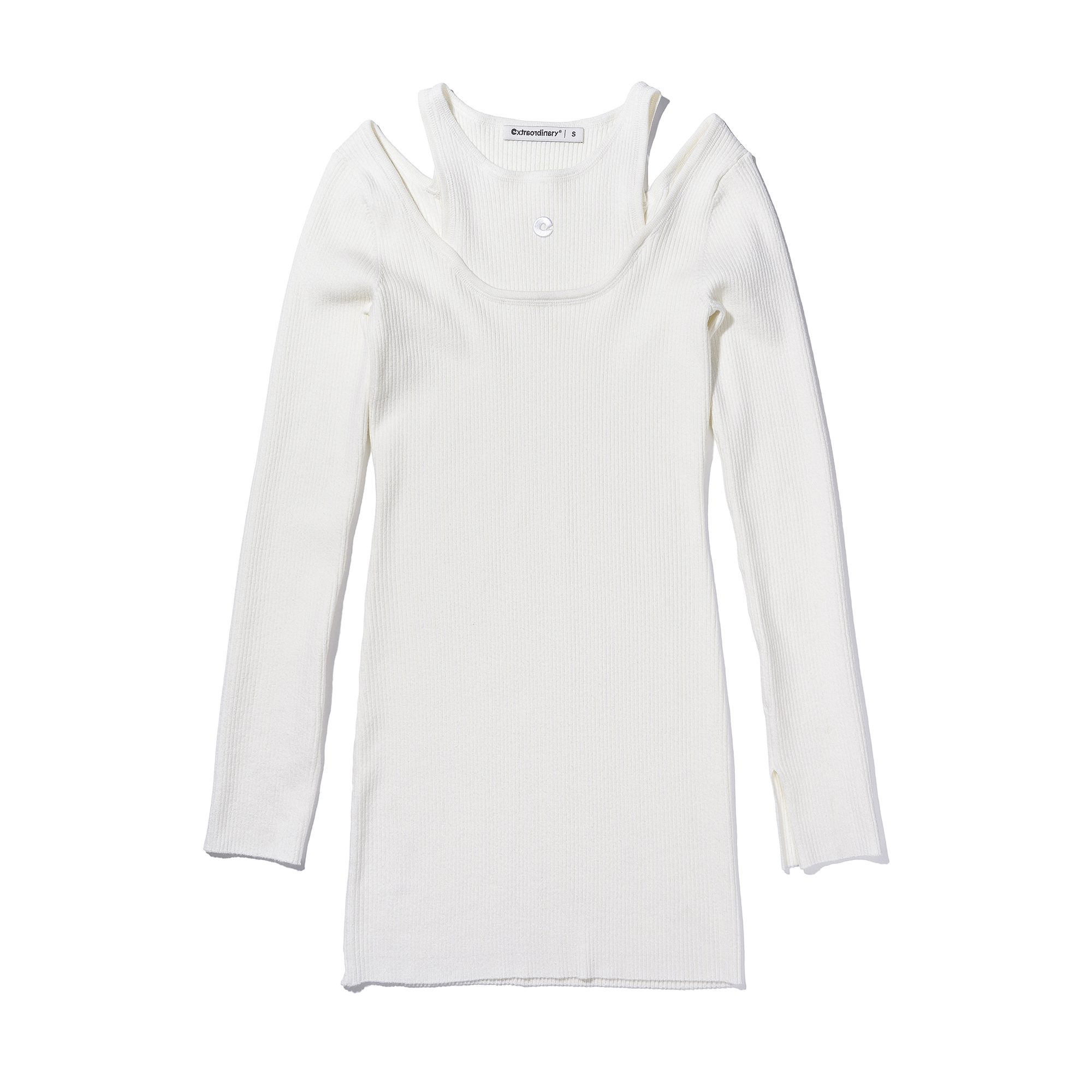 WOMEN LAYERED LONG SLEEVE ONE-PIECE  OFF WHITE