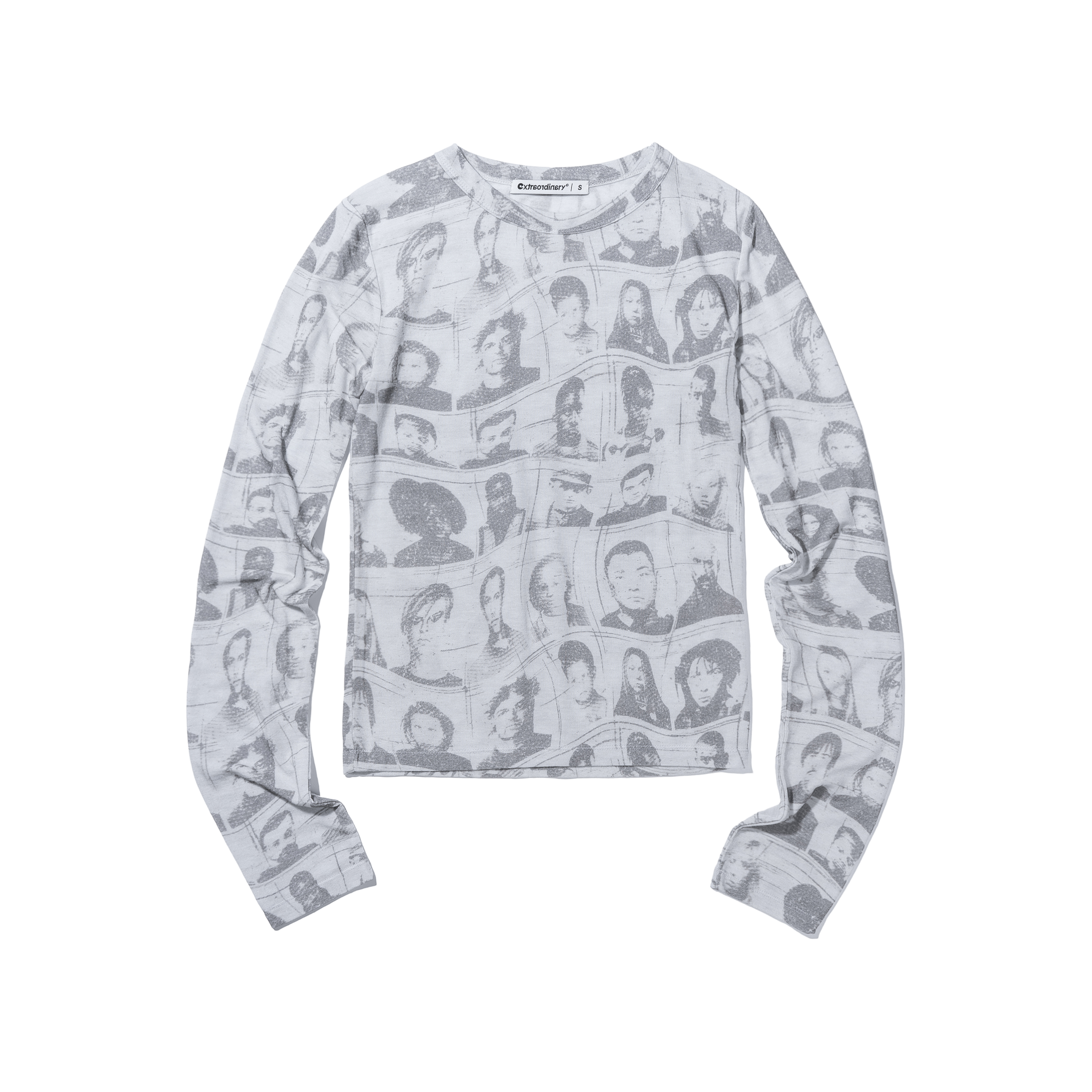 WOMEN PORTRAIT PRINTING LONG SLEEVE  L/GREY