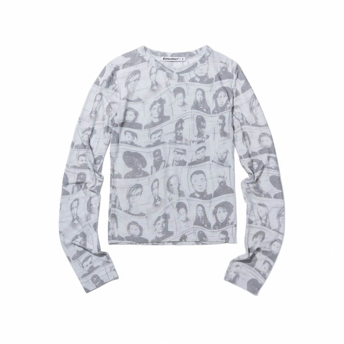 WOMEN PORTRAIT PRINTING LONG SLEEVE  L/GREY