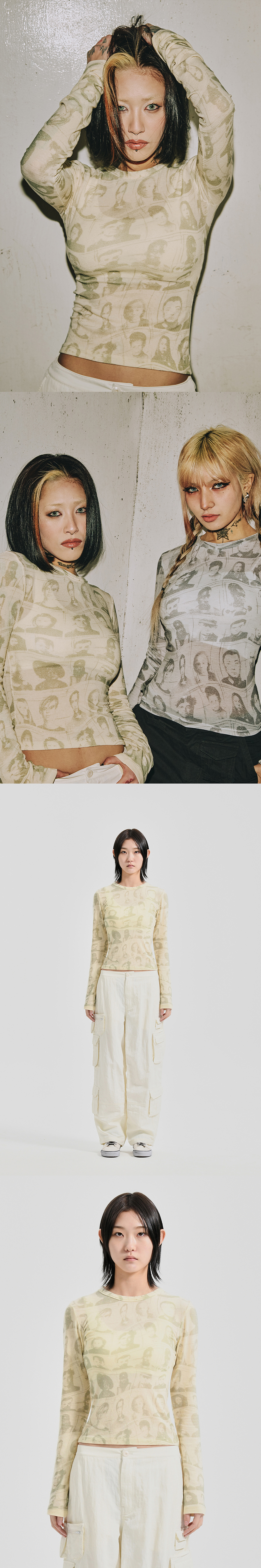 WOMEN PORTRAIT PRINTING LONG SLEEVE  L/YELLOW