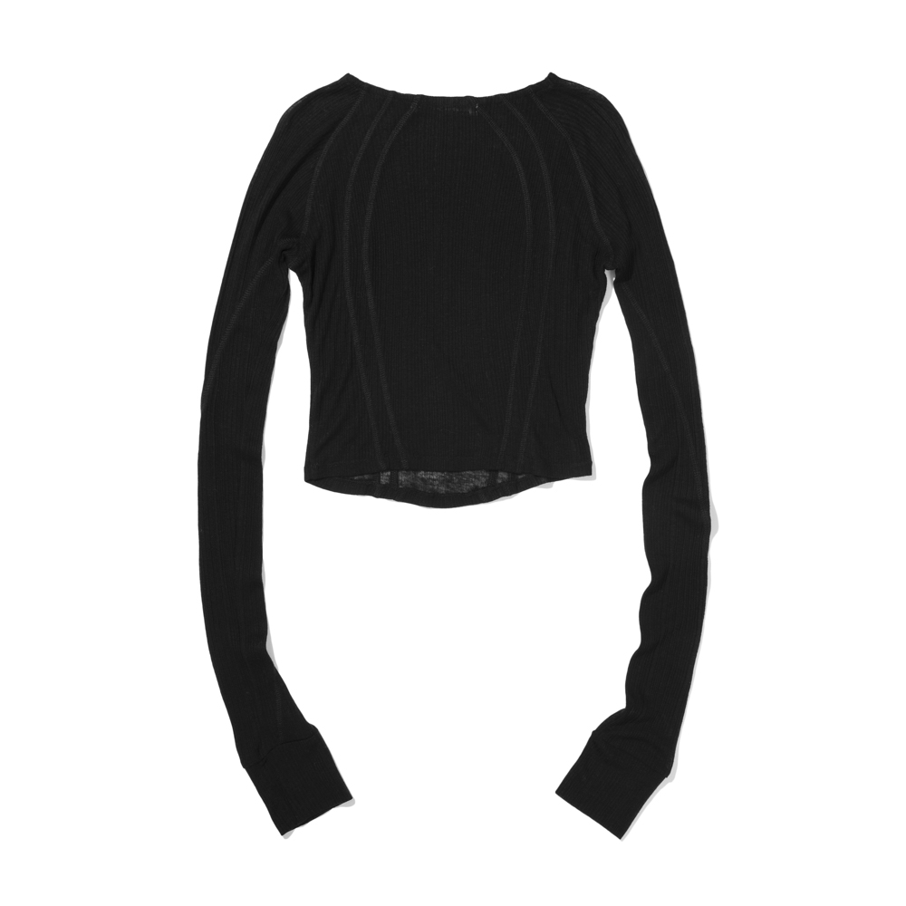 WOMEN LINE STICH LONG SLEEVE  BLACK