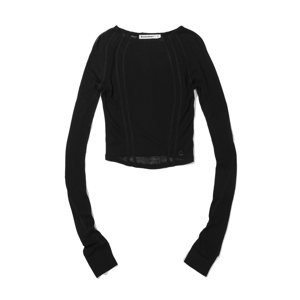 WOMEN LINE STICH LONG SLEEVE  BLACK