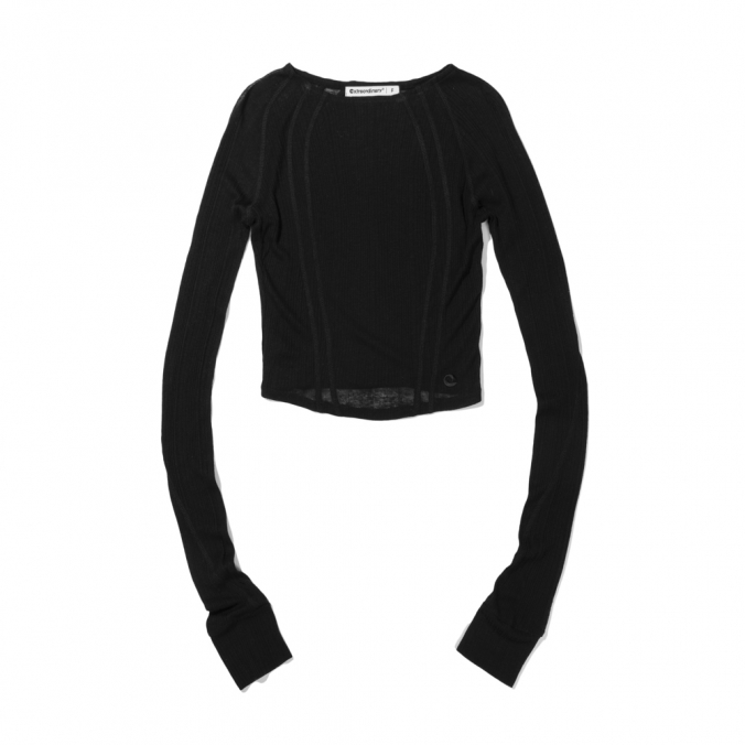 WOMEN LINE STICH LONG SLEEVE  BLACK